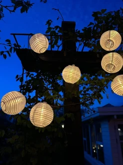 Led solcelle lyskæde, 10 hvide kugler