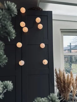 Led solcelle lyskæde, 10 hvide kugler