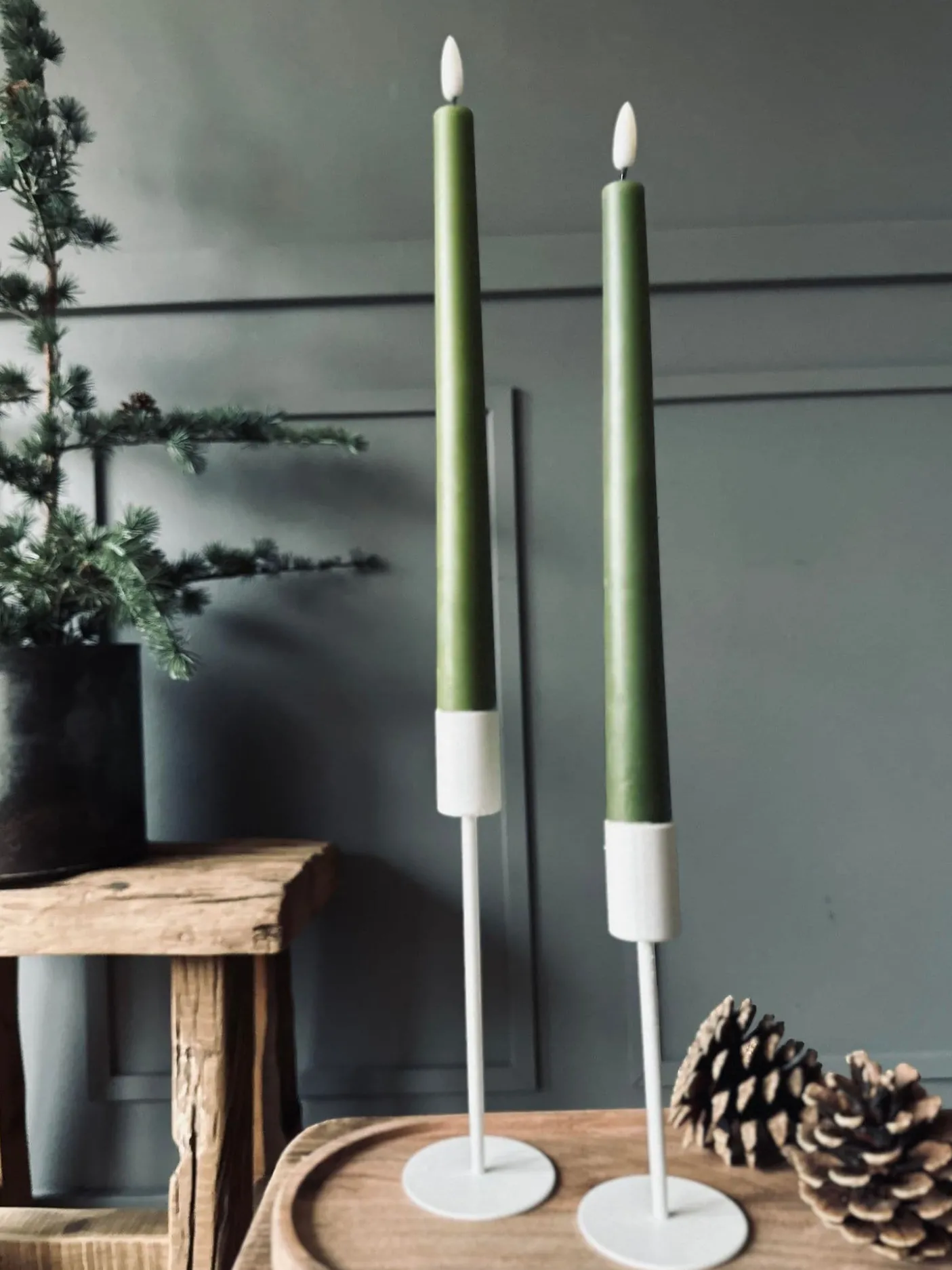 LED Stagelys 2 stk - Oliven 28cm