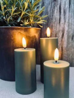 LED Udendørs Bloklys - Sæt af 3 stk - Grøn