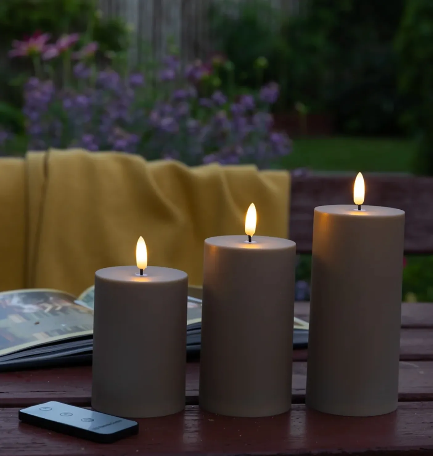 LED Udendørs Bloklys sæt af 3 stk – Sand