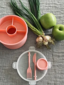 Lunchbox m. dressing kop - Rosa