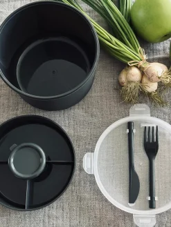 Lunchbox m. dressing kop - Sort