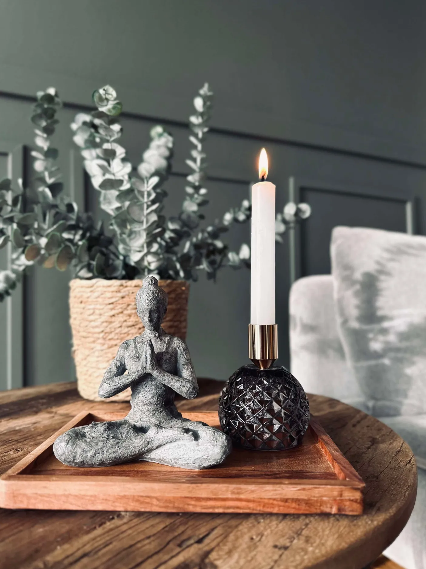 Lysestage - Rund grå