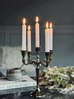 Lysestage Alu guld - 5 armet