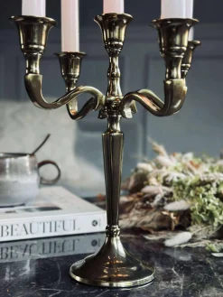 Lysestage Alu guld - 5 armet