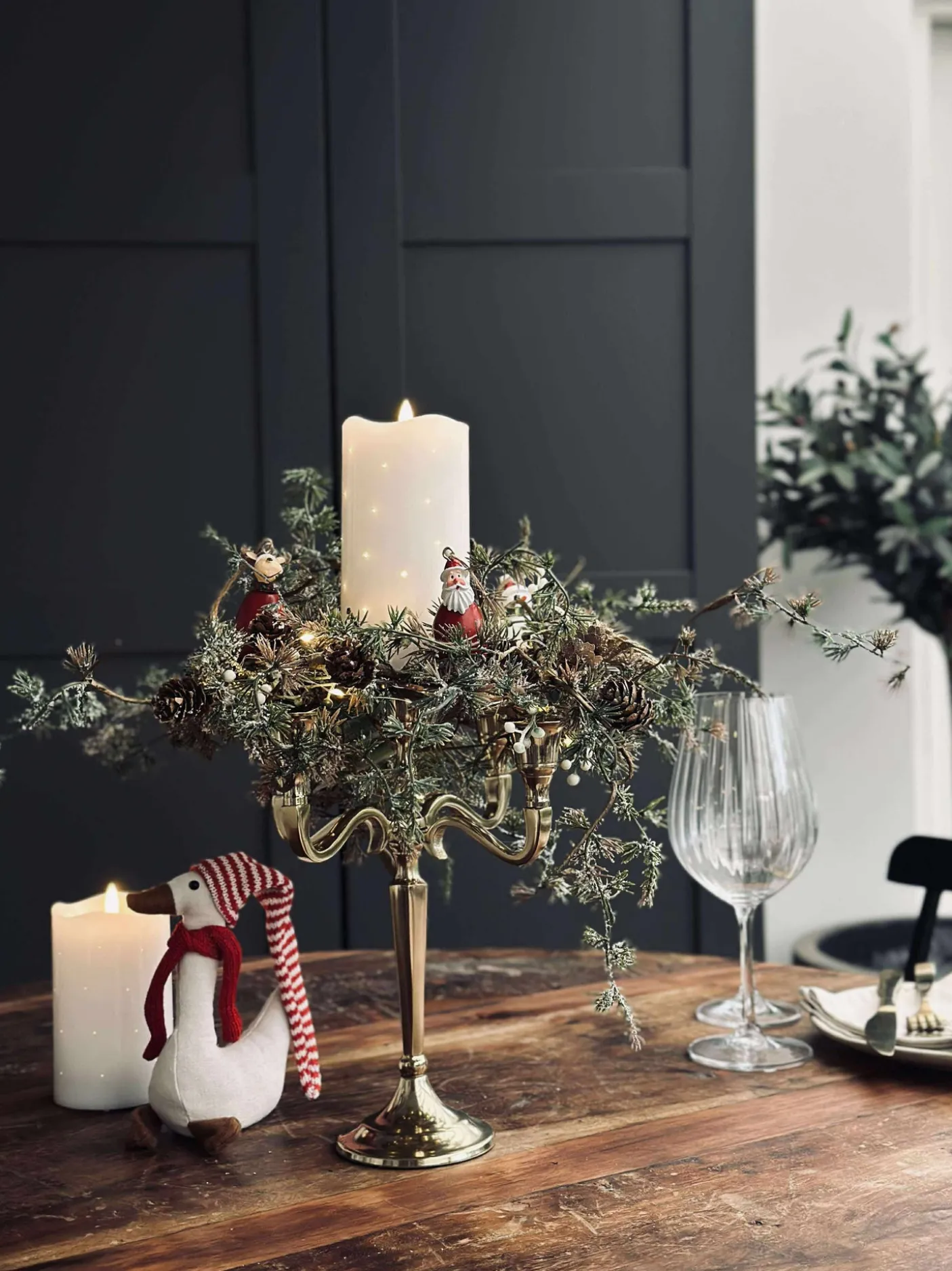 Lysestage Alu guld - 5 armet