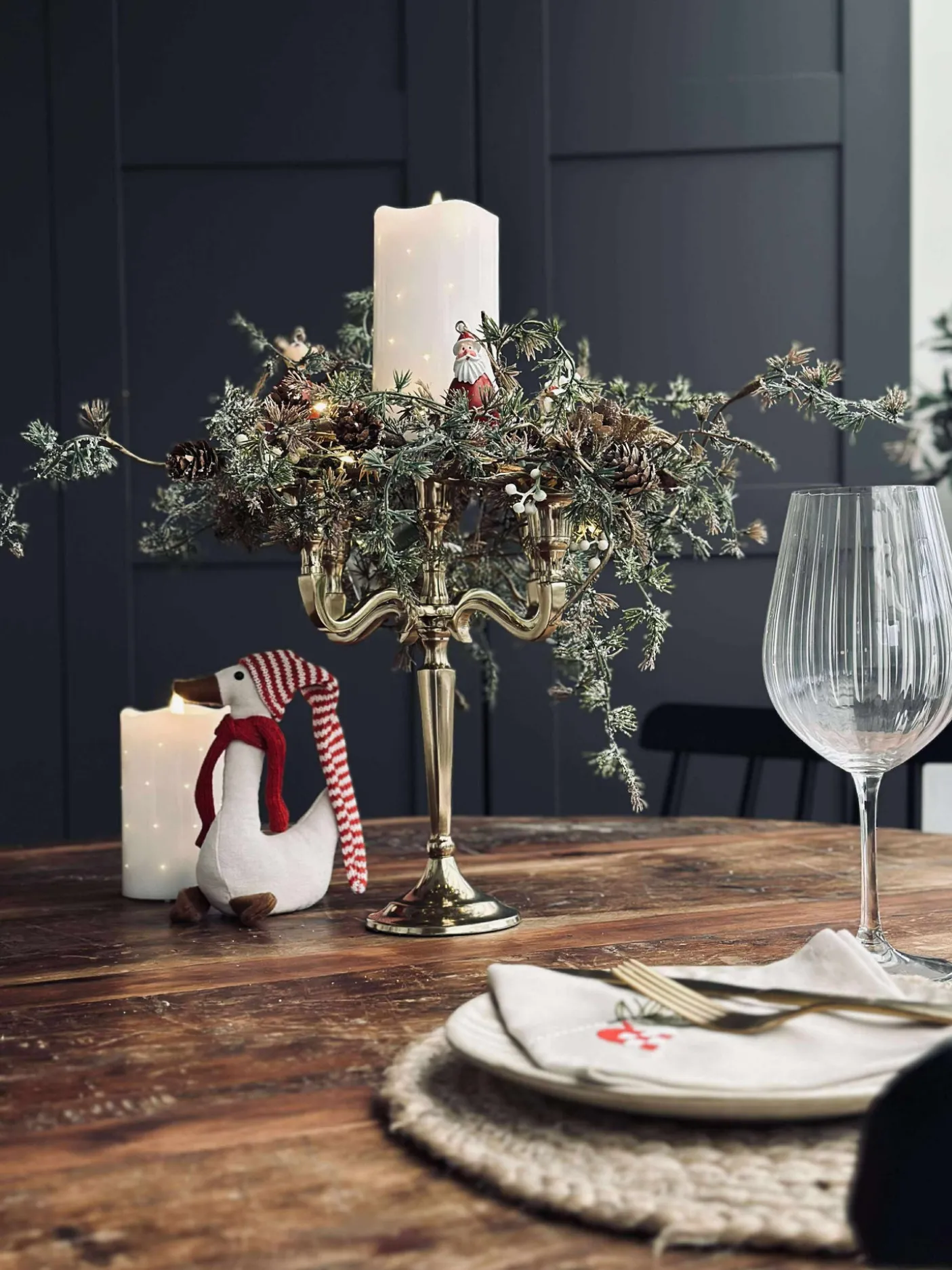 Lysestage Alu guld - 5 armet