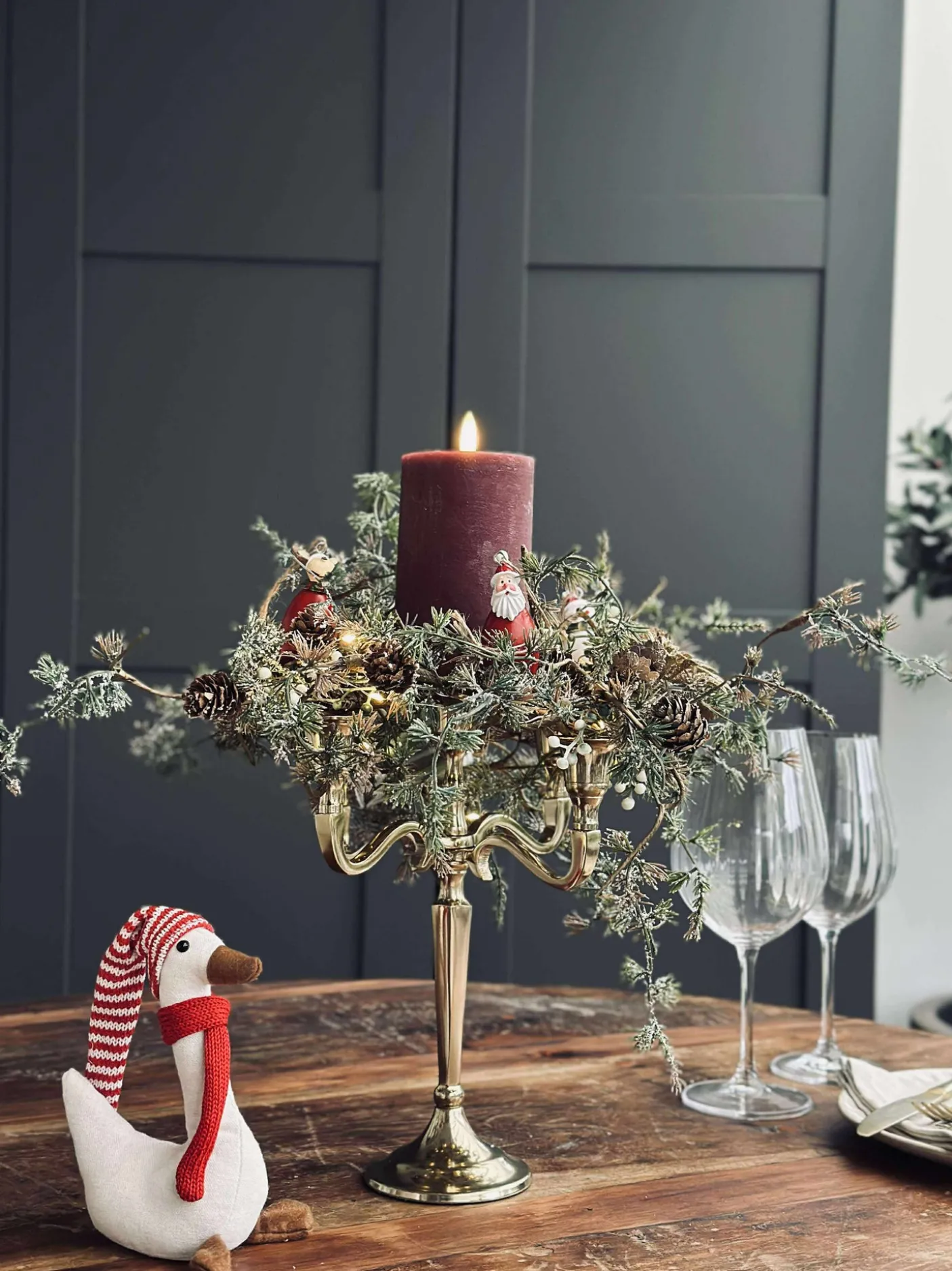 Lysestage Alu guld - 5 armet