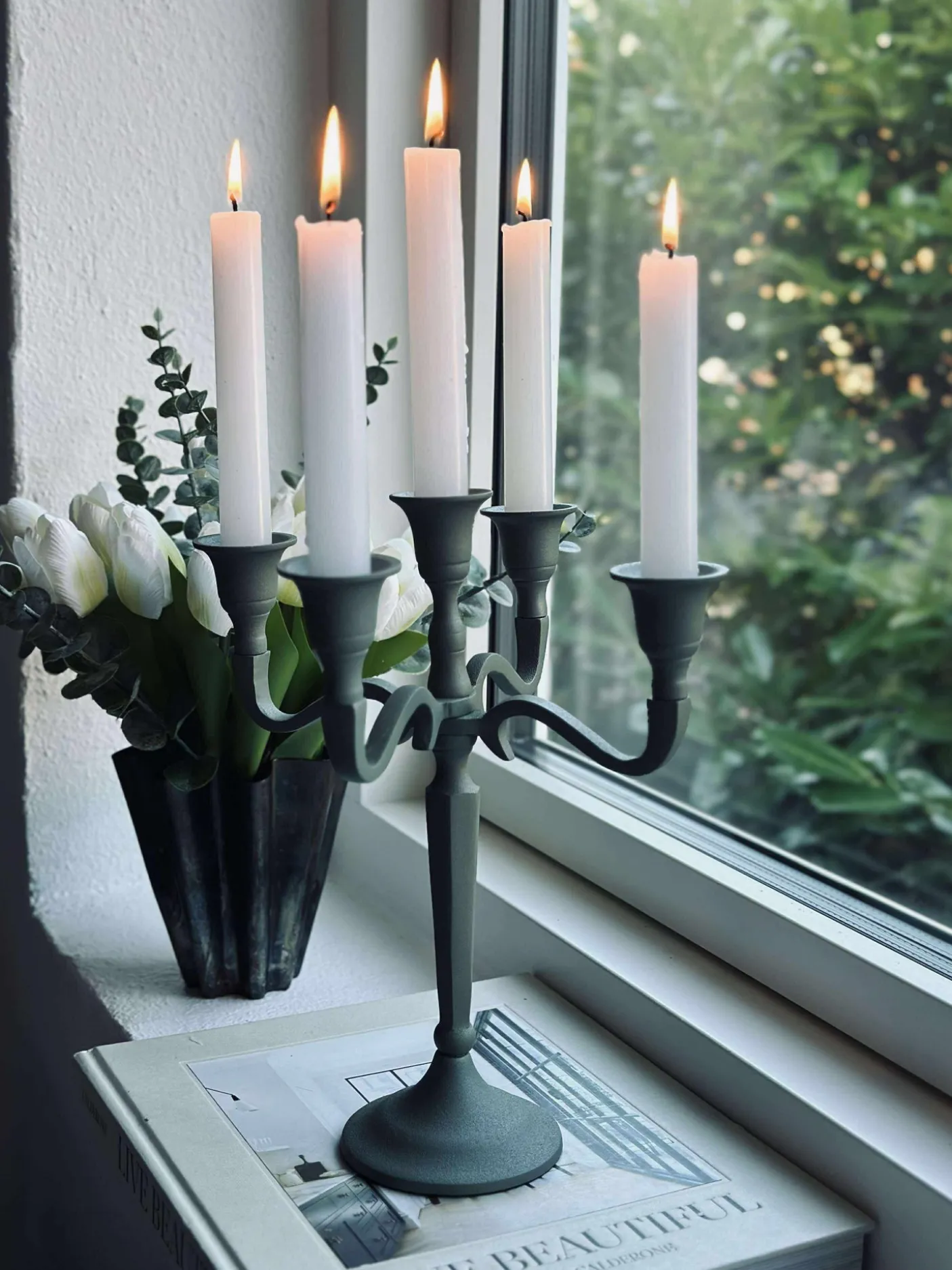 Lysestage Alu Salvie - 5 armet