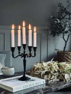 Lysestage Alu sort - 5 armet