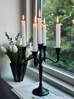 Lysestage Alu sort - 5 armet