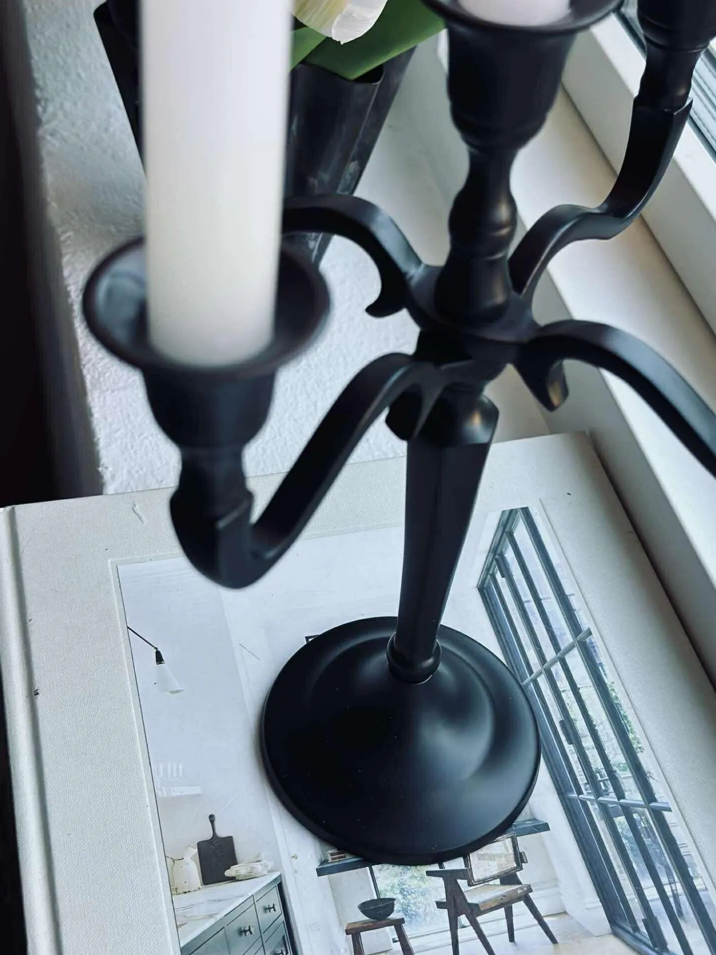 Lysestage Alu sort - 5 armet