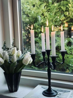 Lysestage Alu sort - 5 armet