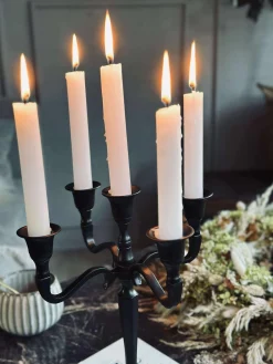 Lysestage Alu sort - 5 armet