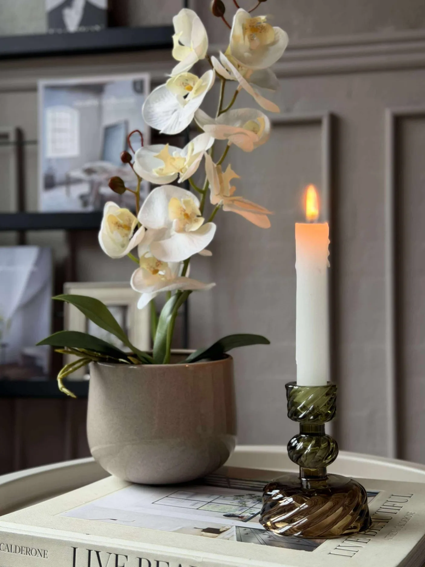 Lysestage Gylden/Grøn - 1 Kugle