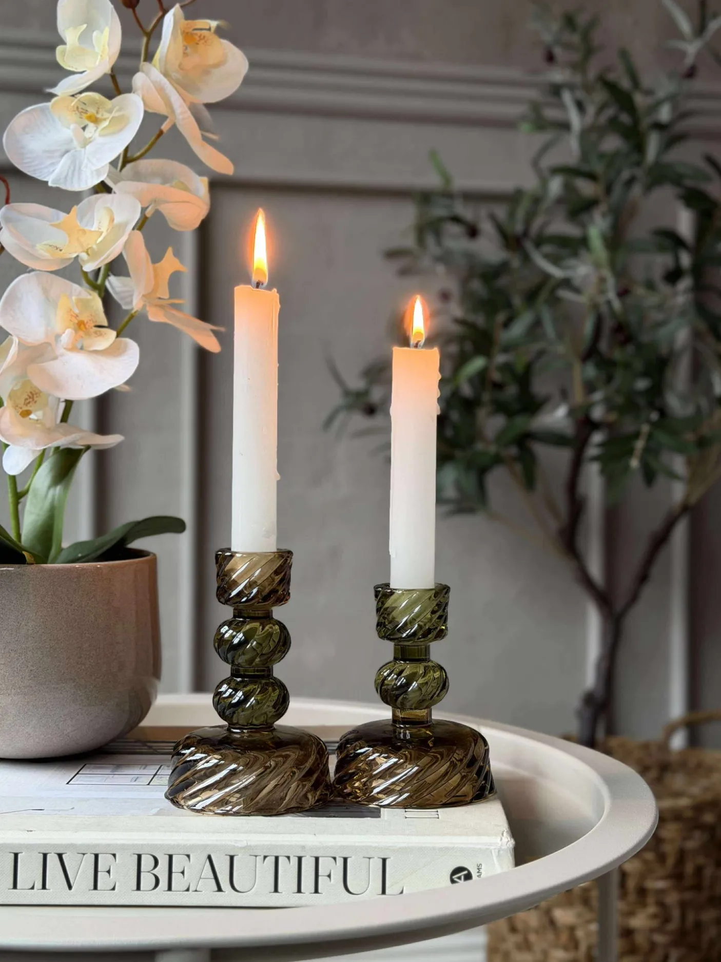 Lysestage Gylden/Grøn - 1 Kugle