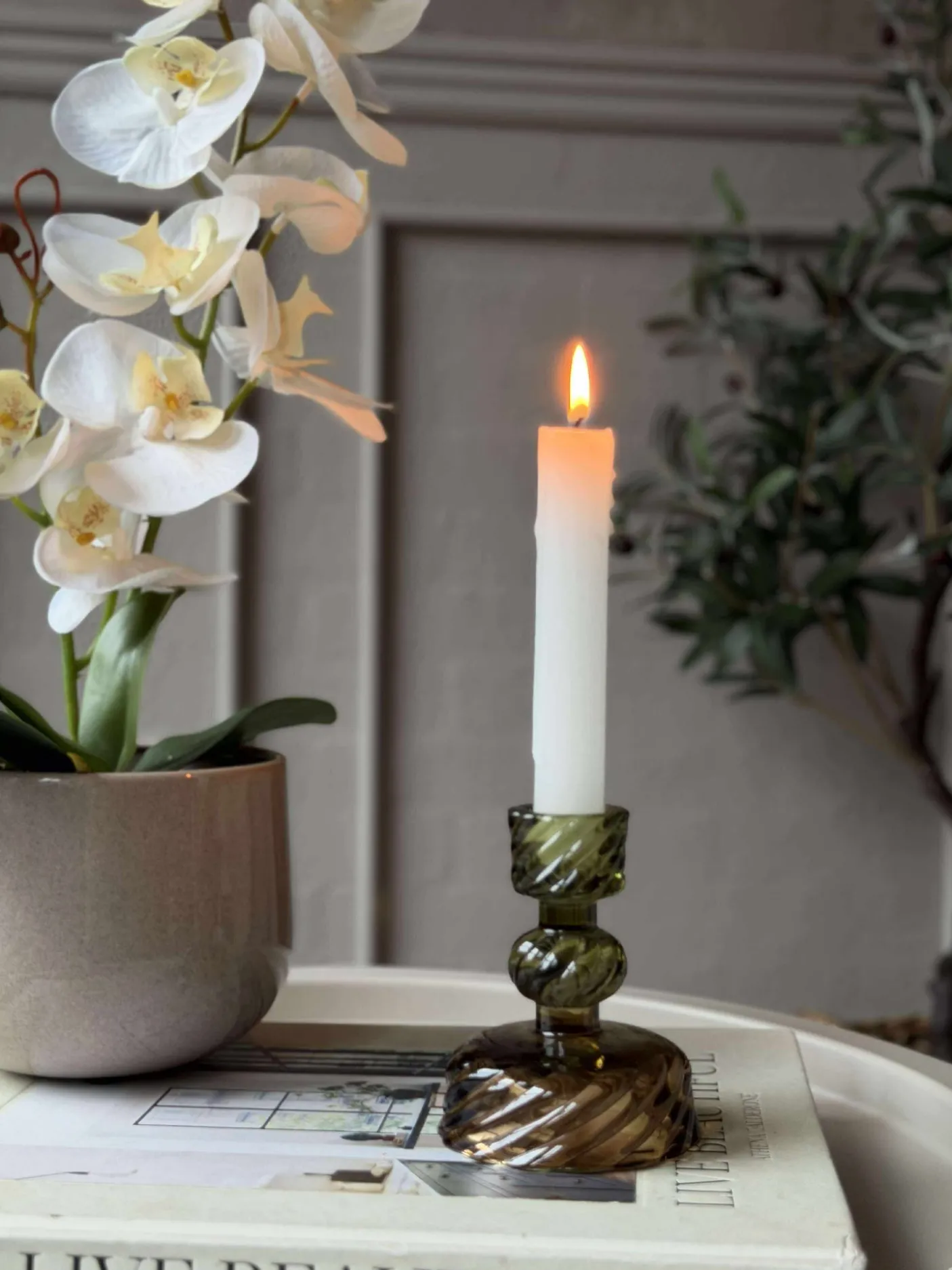 Lysestage Gylden/Grøn - 1 Kugle