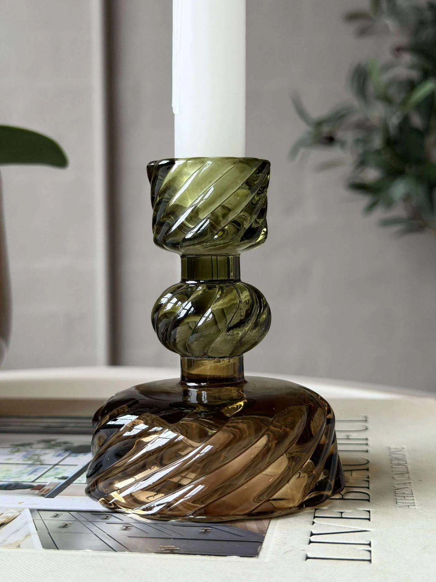 Lysestage Gylden/Grøn - 1 Kugle