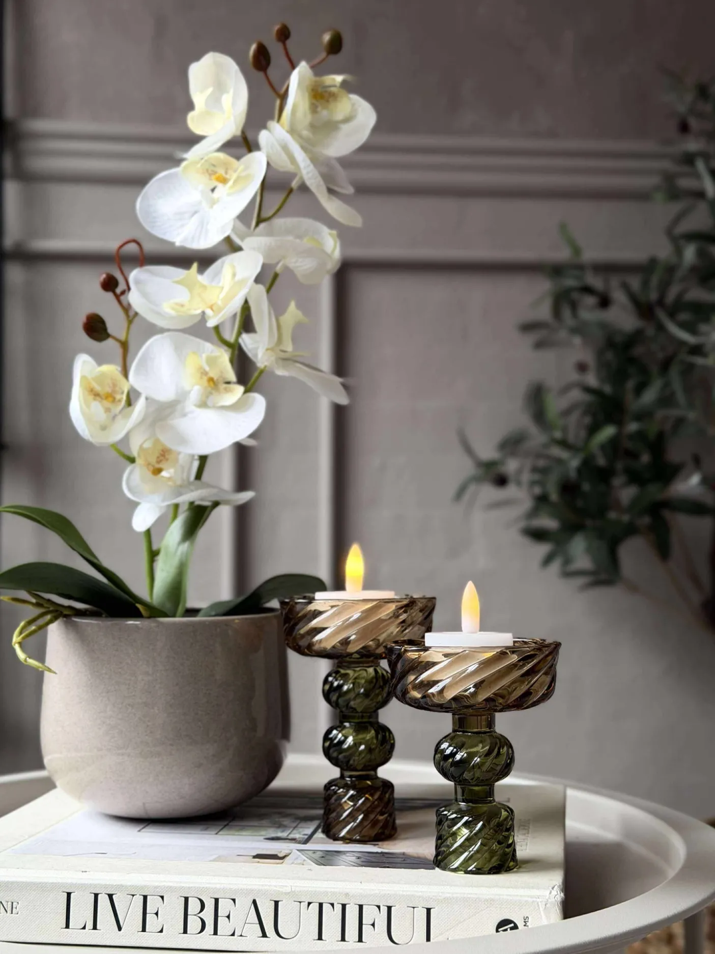 Lysestage Gylden/Grøn - 1 Kugle