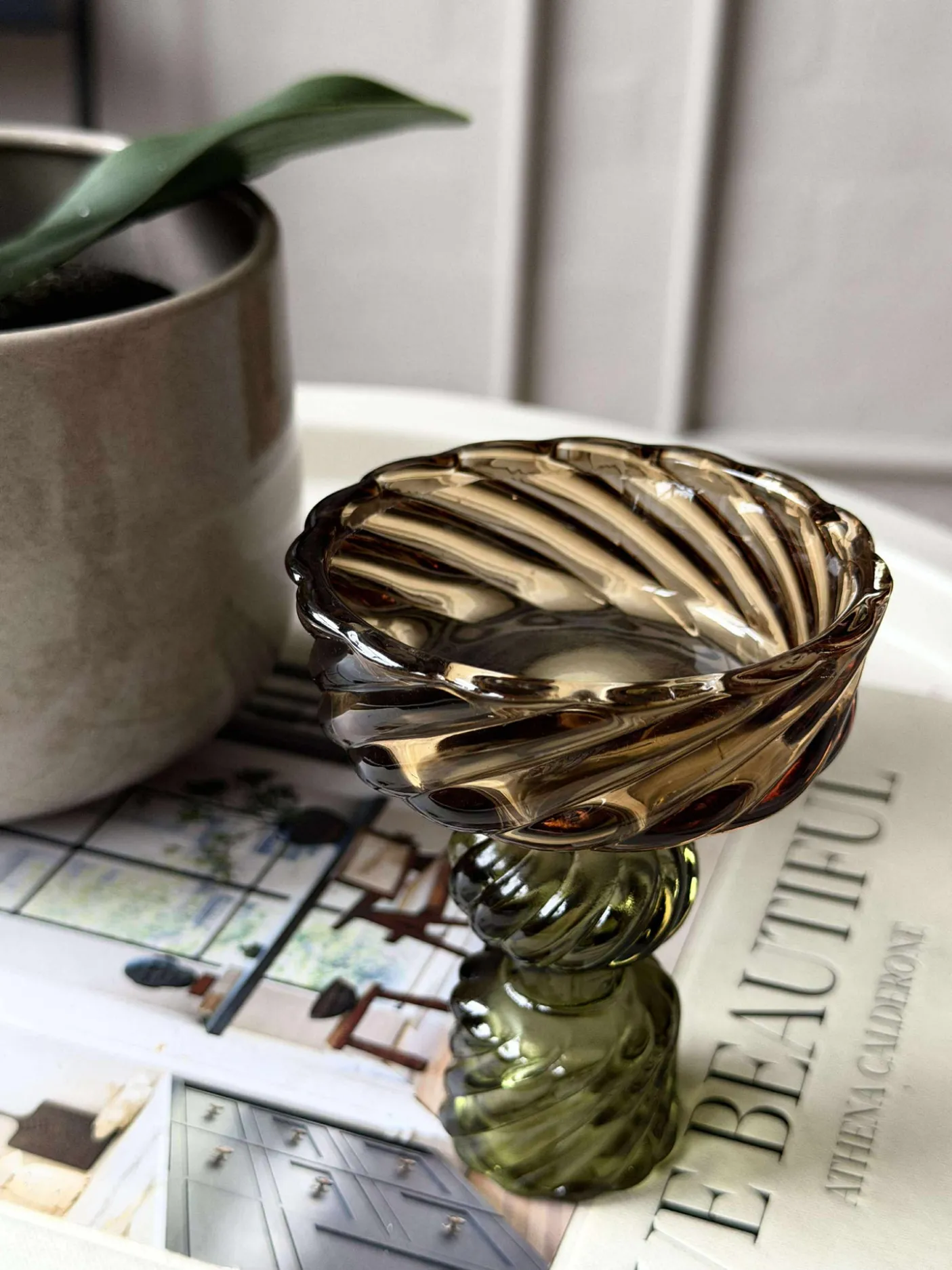 Lysestage Gylden/Grøn - 1 Kugle