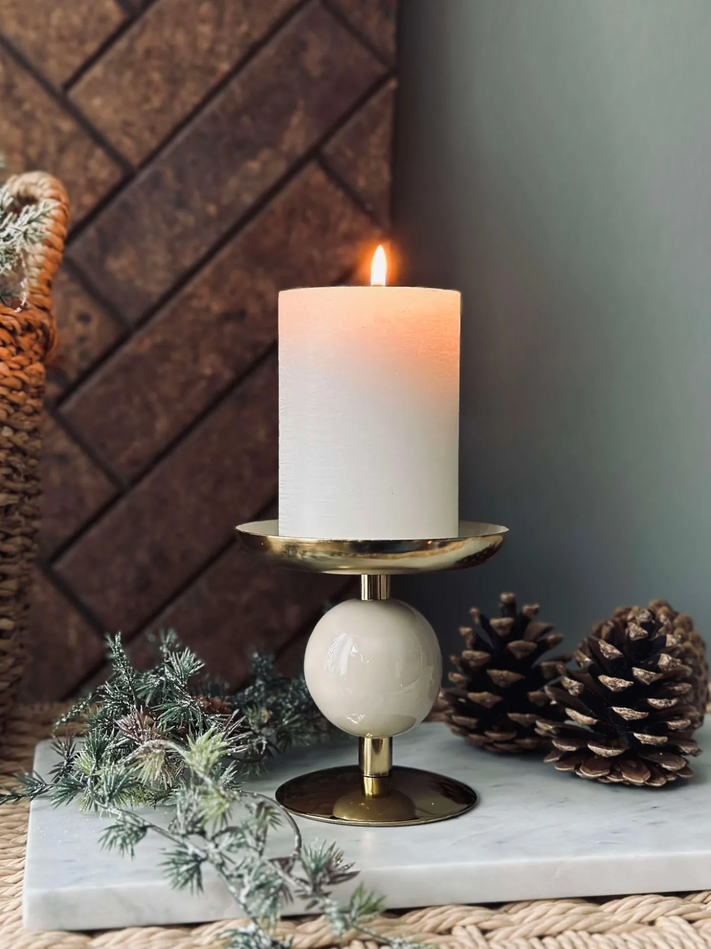 Lysestage NOYA 10 cm - Beige