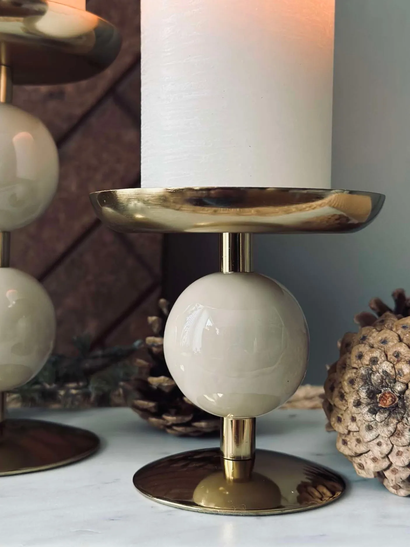 Lysestage NOYA 10 cm - Beige