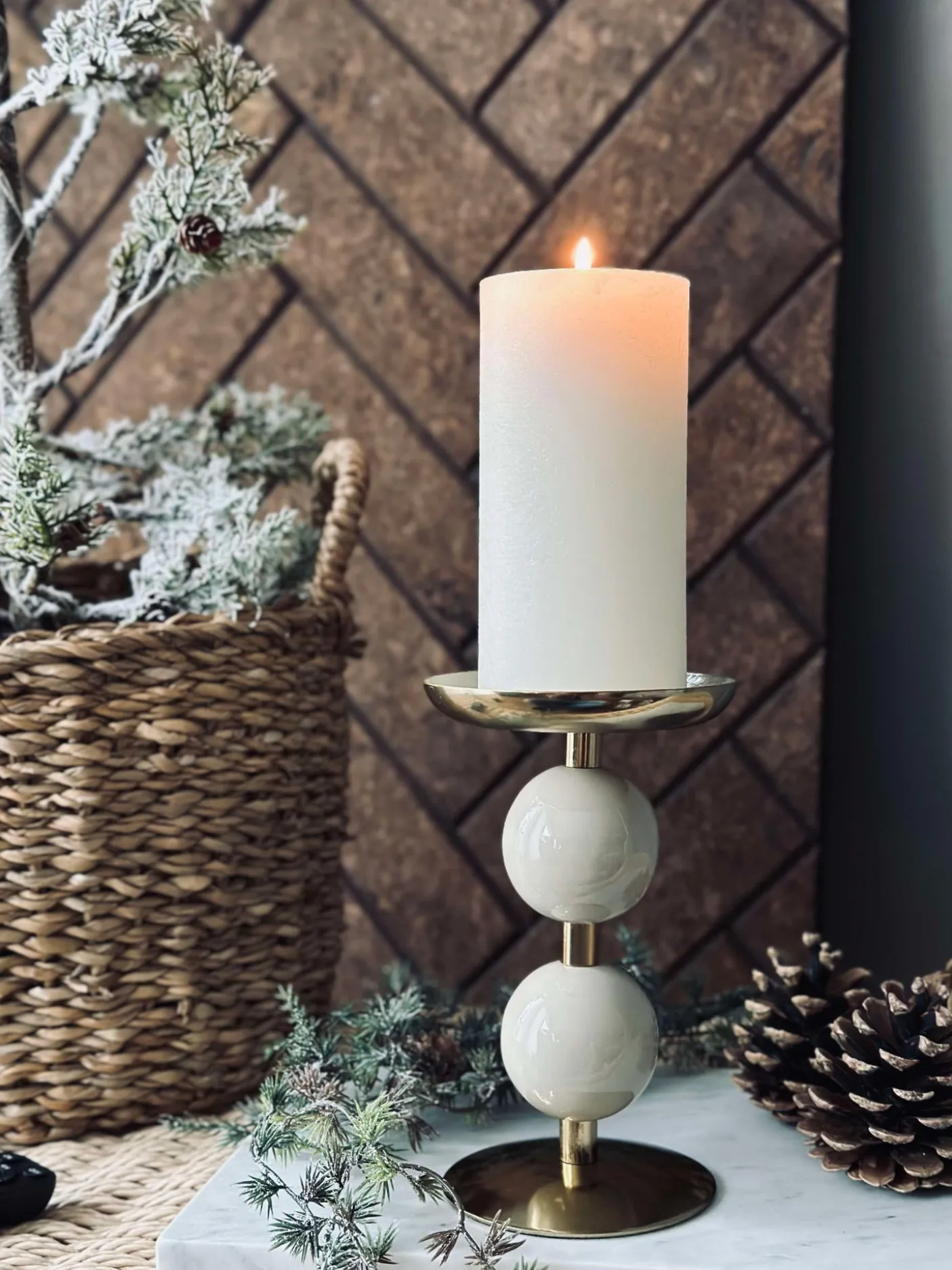 Lysestage NOYA 17 cm - Beige