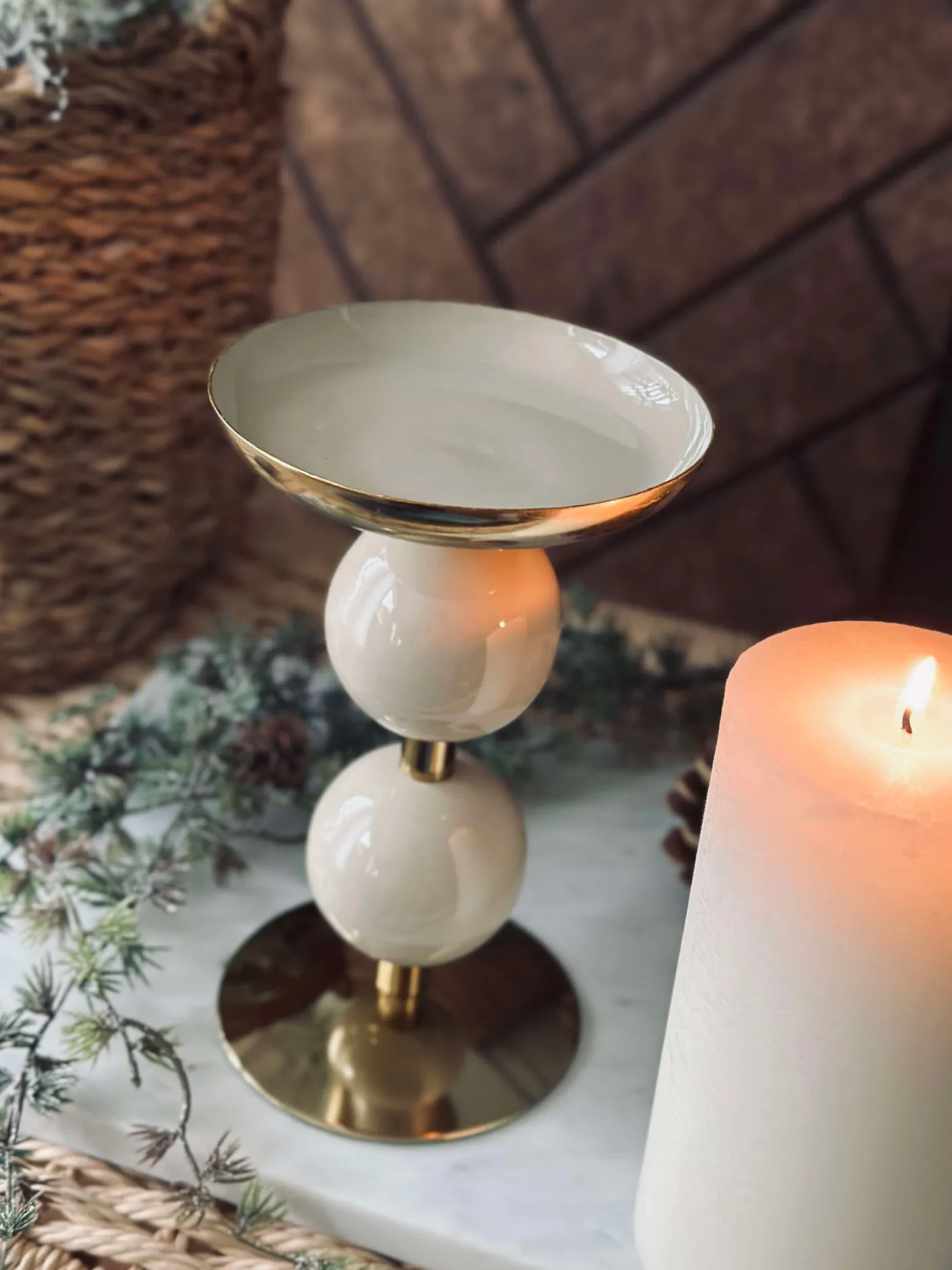 Lysestage NOYA 17 cm - Beige