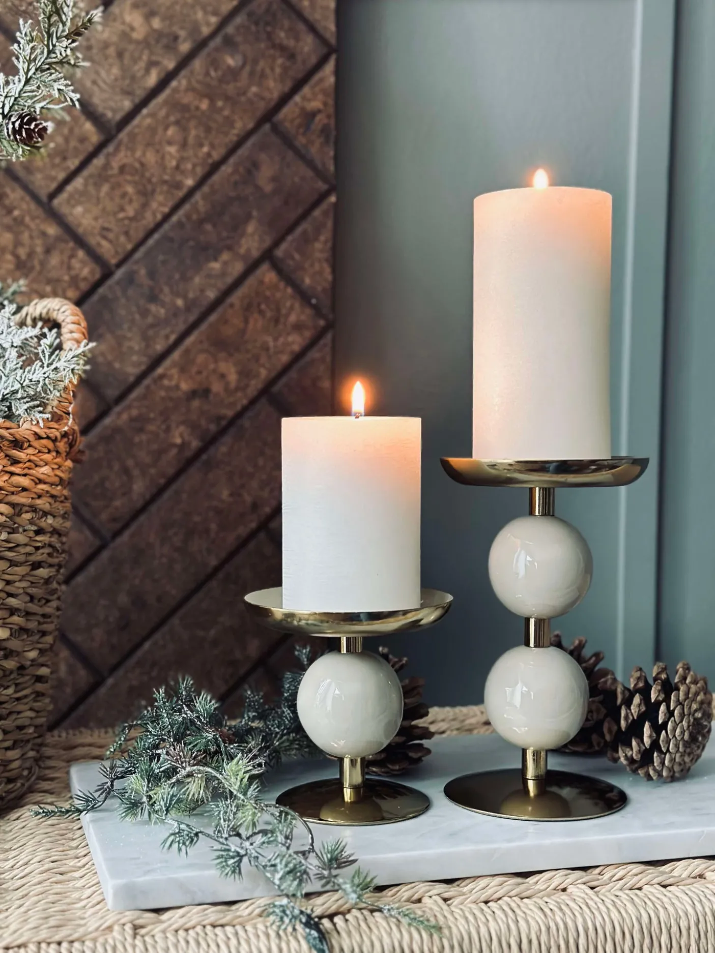 Lysestage NOYA 17 cm - Beige