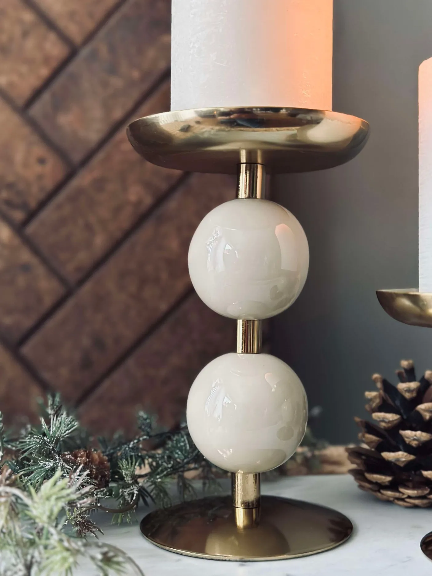 Lysestage NOYA 17 cm - Beige