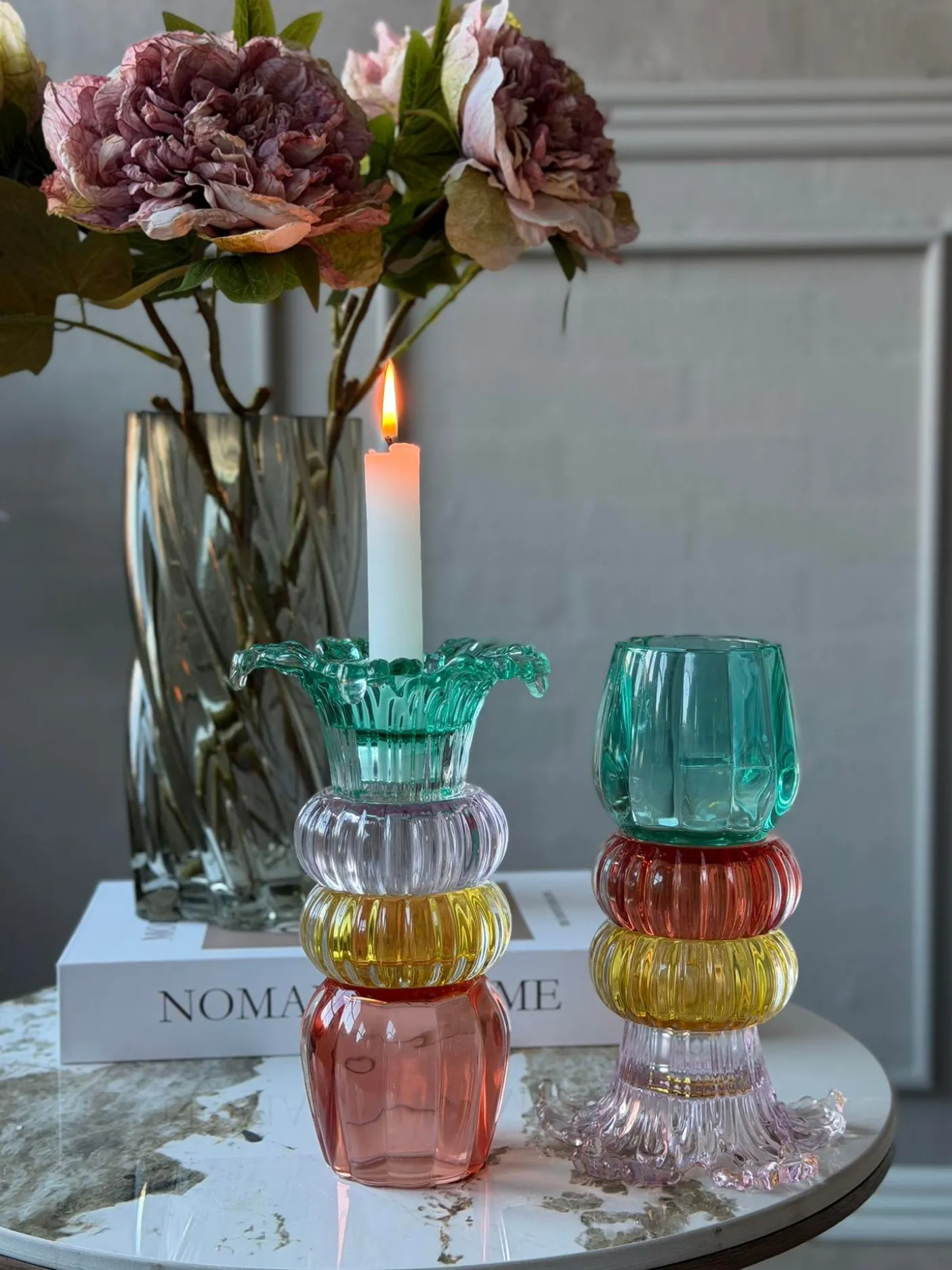 Lysestage Palme 21 cm Vendbar - MIX