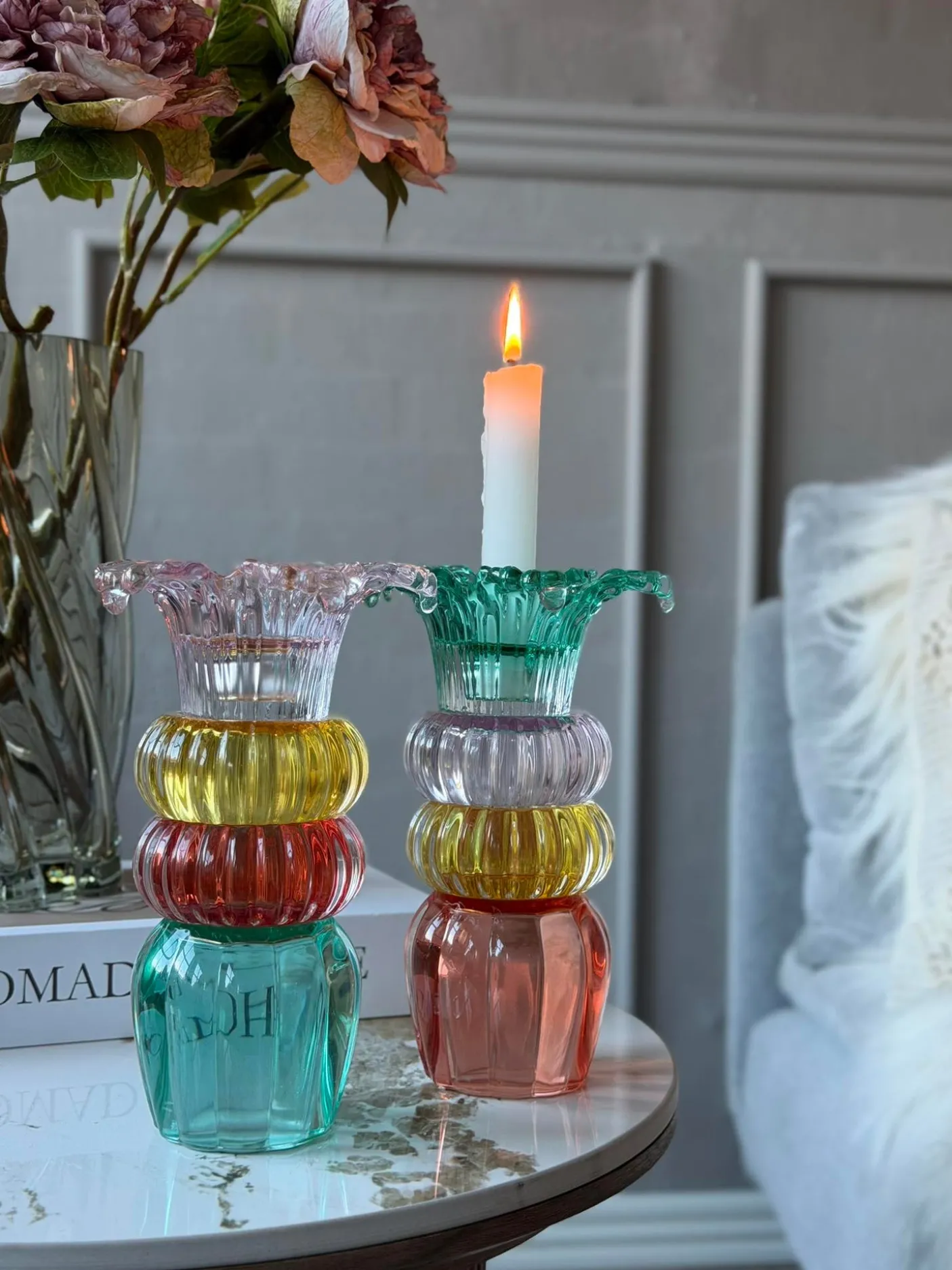 Lysestage Palme 21 cm Vendbar - MIX