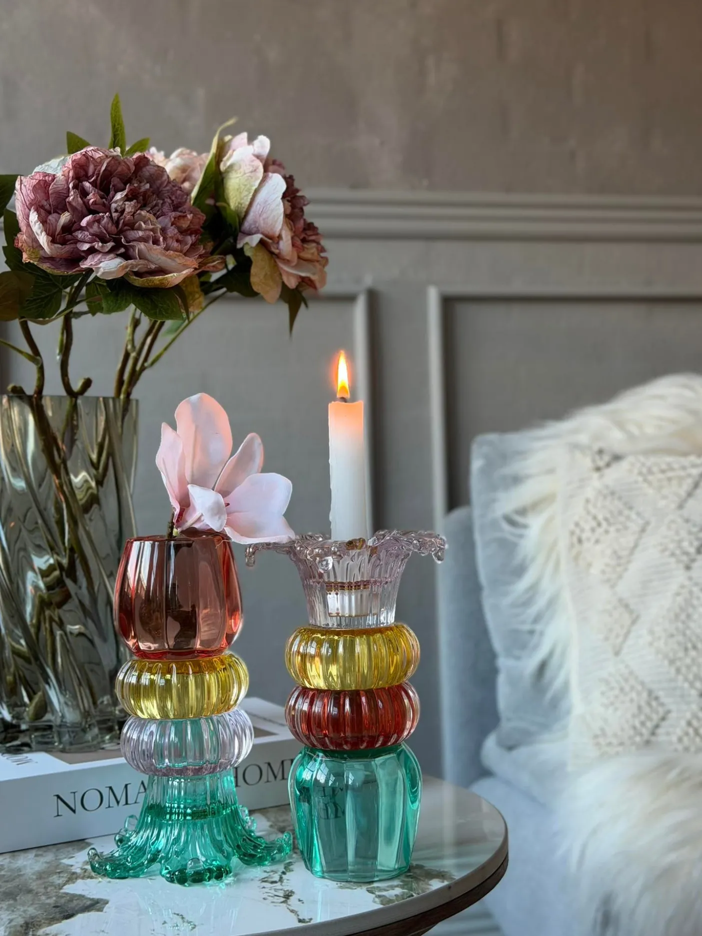 Lysestage Palme 21 cm Vendbar - MIX