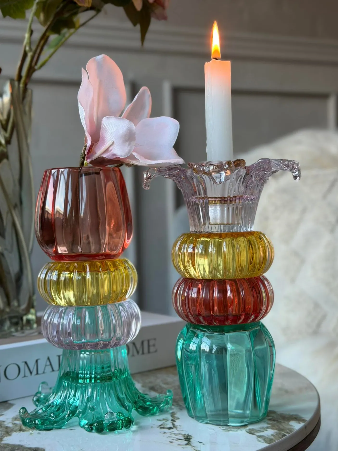 Lysestage Palme 21 cm Vendbar - MIX