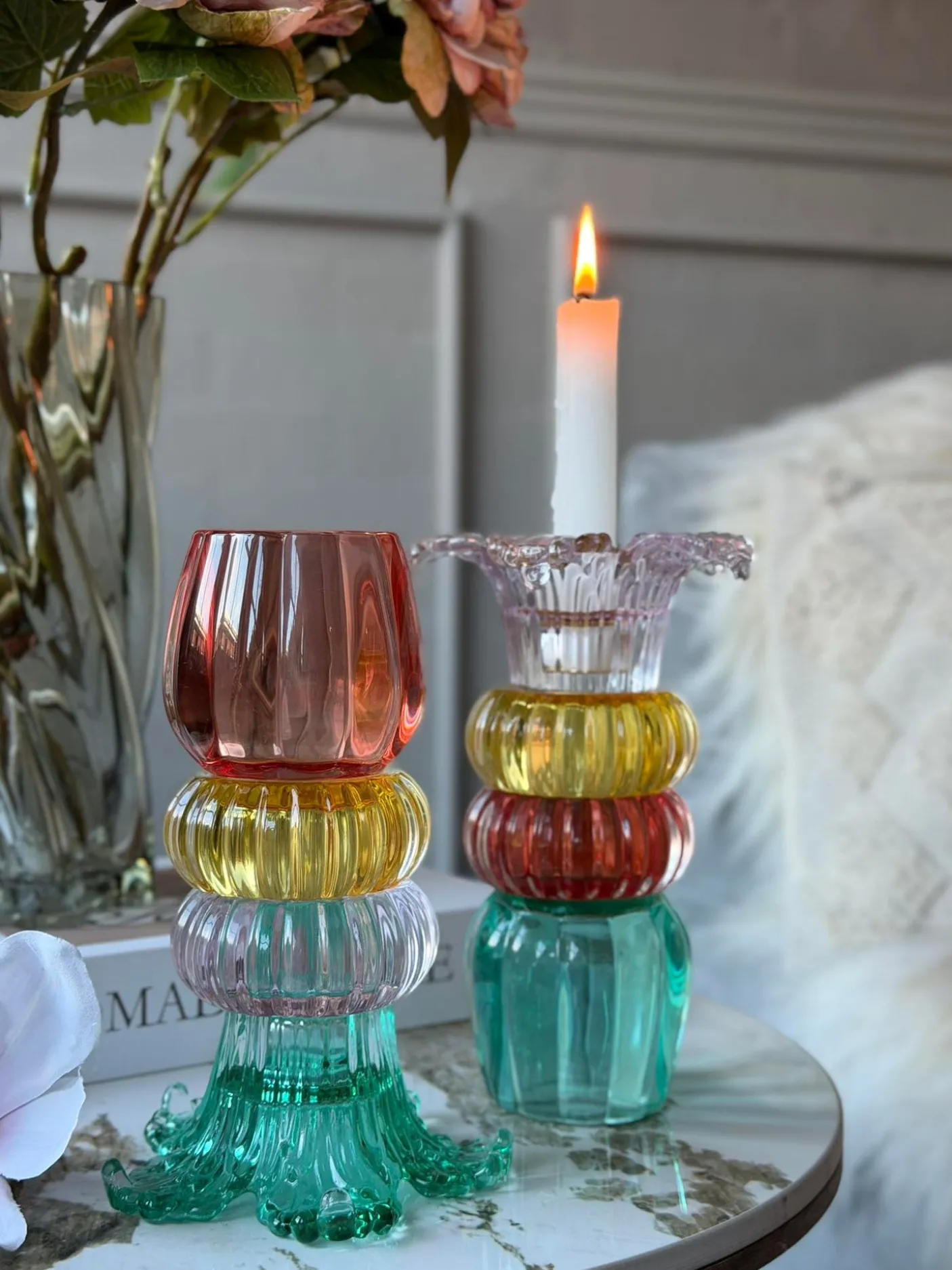 Lysestage Palme 21 cm Vendbar - MIX