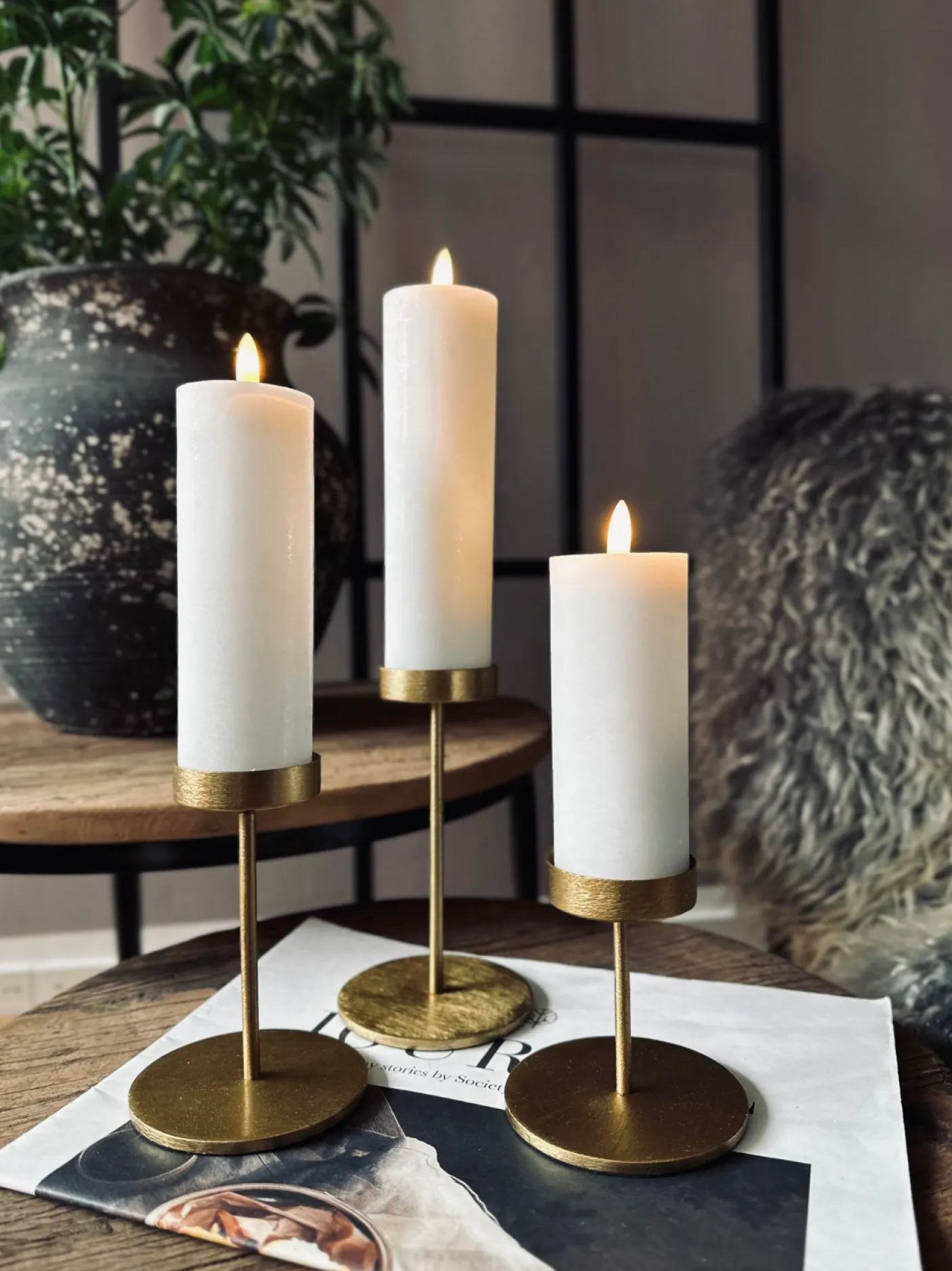 Lysestage sæt til bloklys – Golden Liva