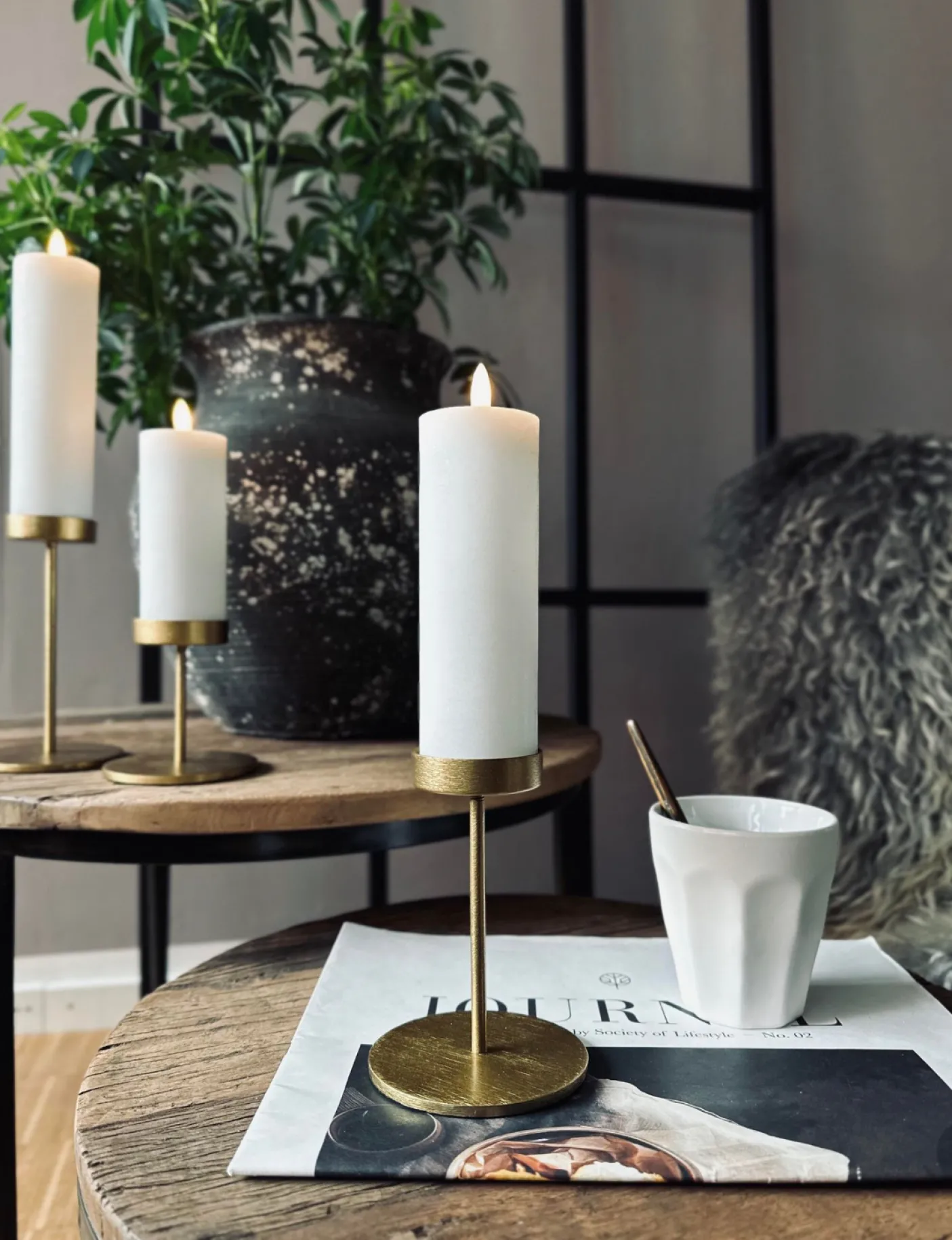 Lysestage sæt til bloklys – Golden Liva