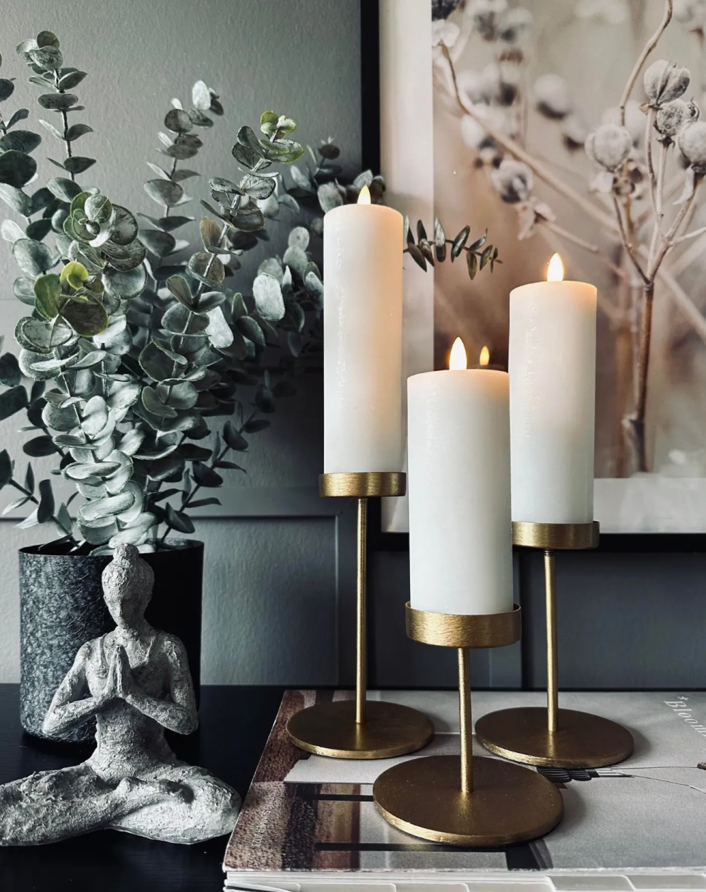 Lysestage sæt til bloklys – Golden Liva