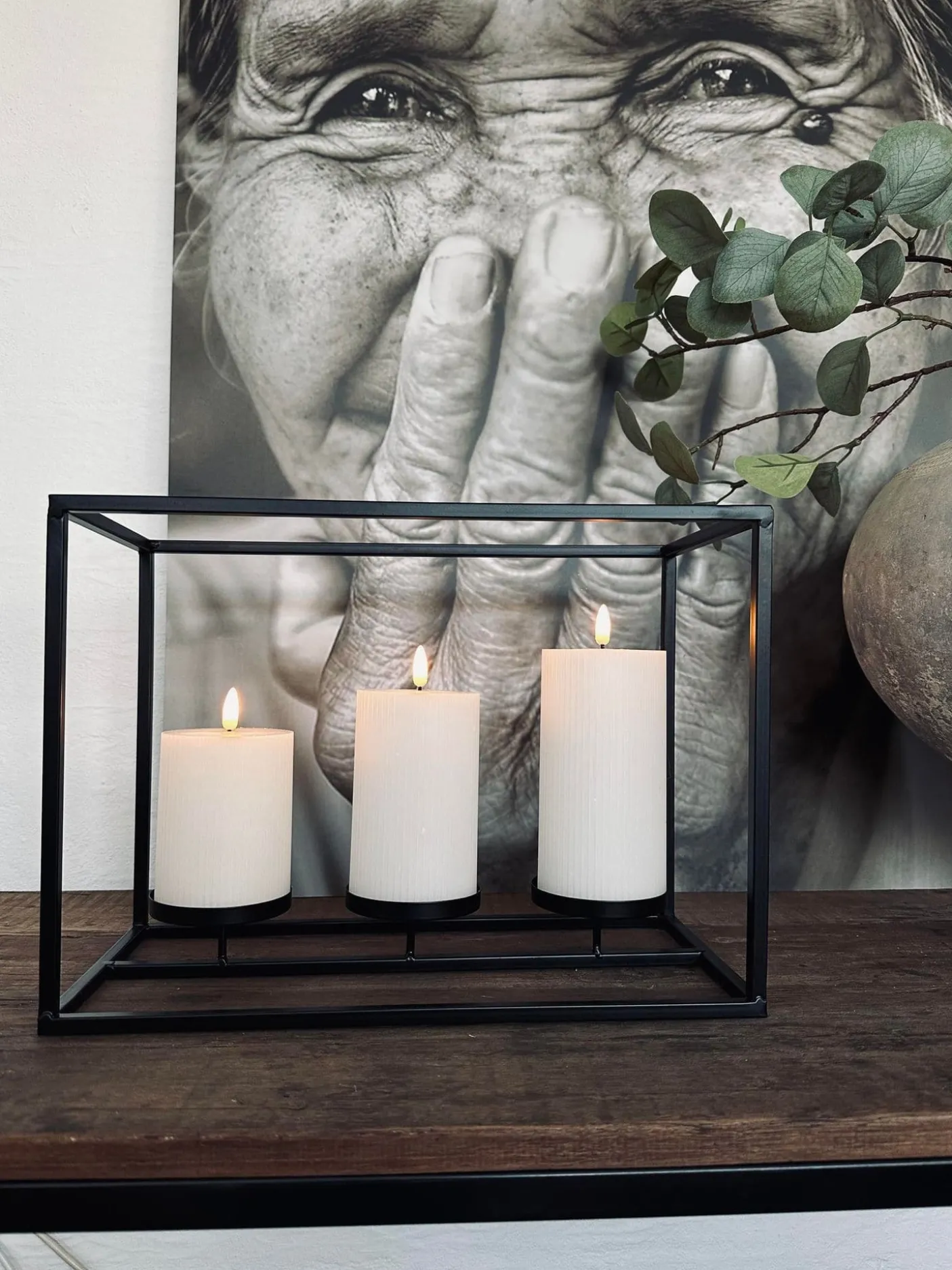 Lysestage til 3 bloklys - Black