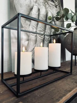 Lysestage til 3 bloklys - Black