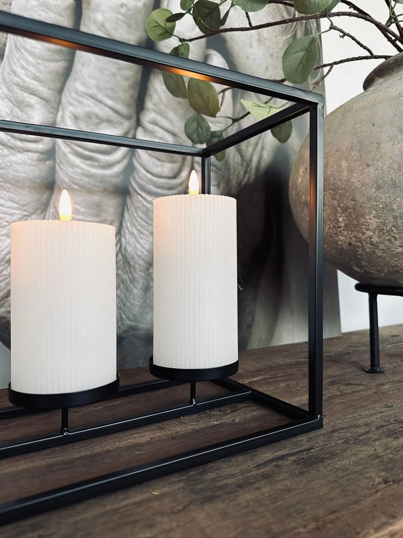 Lysestage til 3 bloklys - Black