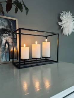 Lysestage til 3 bloklys - Black