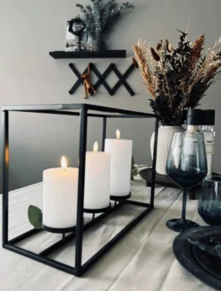 Lysestage til 3 bloklys - Black