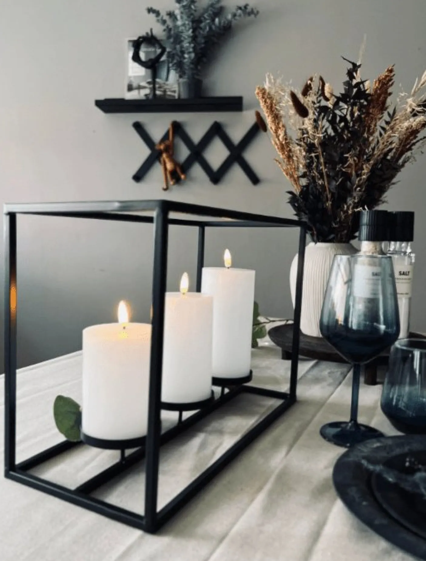 Lysestage til 3 bloklys - Black