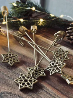 Lysholder til juletræ STAR - 6 stk.