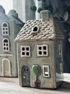 Lyshus duset grøn - Keramik