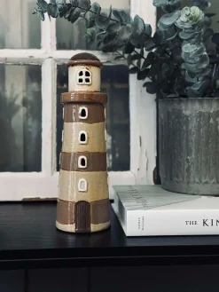 Lyshus Keramik - Fyrtårn Beige strib