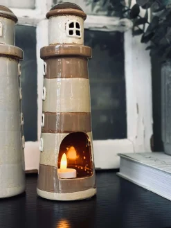 Lyshus Keramik - Fyrtårn Beige strib