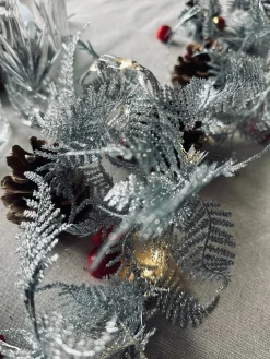 Lyskæde LED SØLV med glimmer og timer